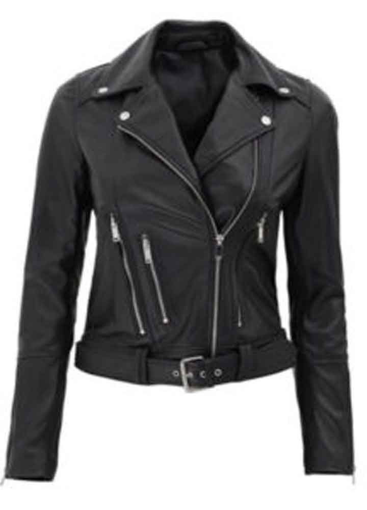 WOMEN’S ASYMMETRICAL MOTORCYCLE BLACK LEATHER JACKET